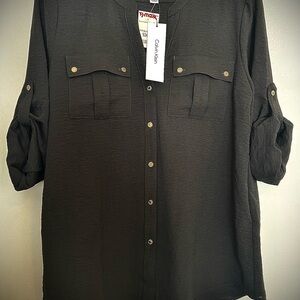 Calvin Klein Black Button-Up Blouse
